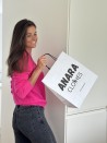 Black twisted handle bags - White M SQUARE (30,5x17x34cm)