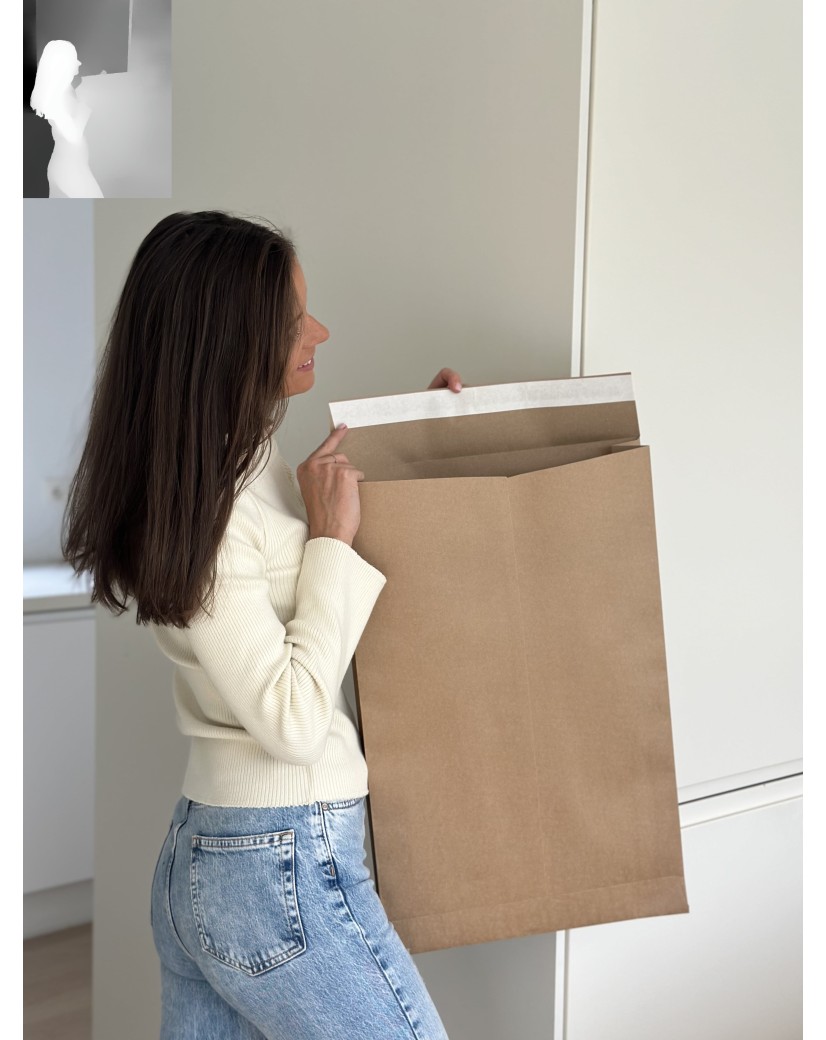Extra starker wiederverschließbarer Kraftpapier-Versandbeutel Mango L (38x9x58cm)