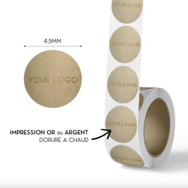 Sticker Rond 4,5cm - Mat goud (logo goud/zilver)