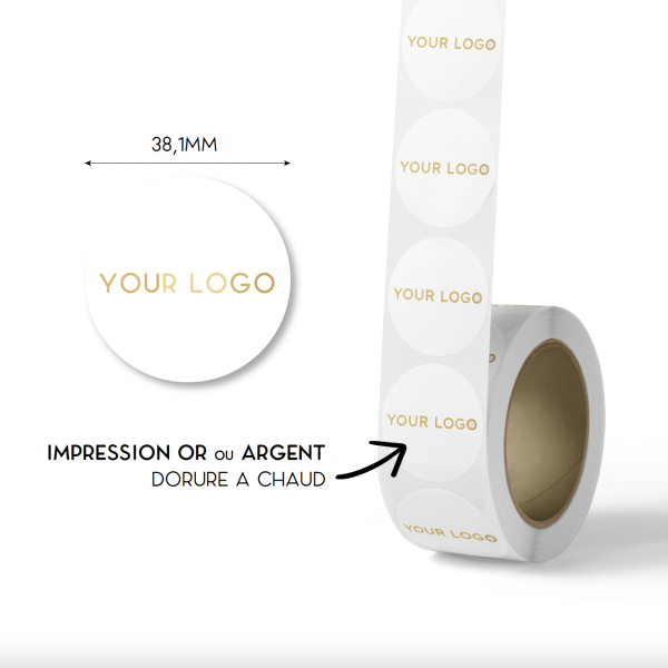Round label - White (gold/silver logo)