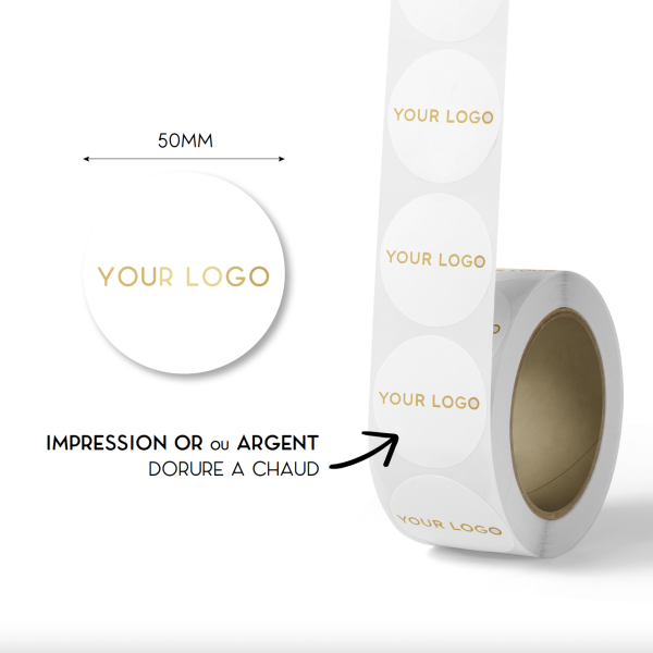 Round label - White (gold/silver logo)
