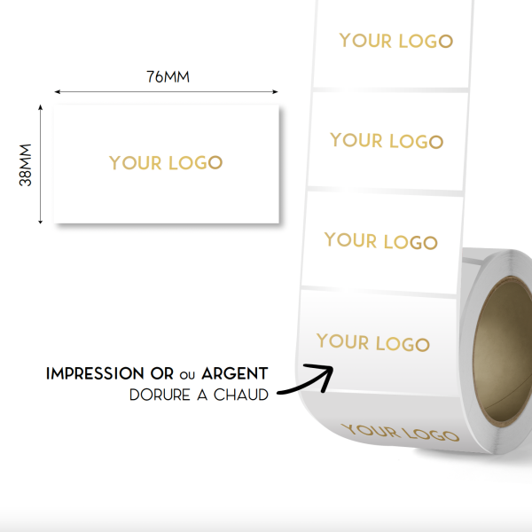 Rectangular label - White (gold/silver logo)