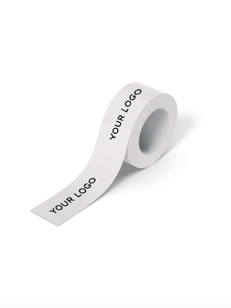 Kleefband WIT 5cmx66m met logo 1 kleur