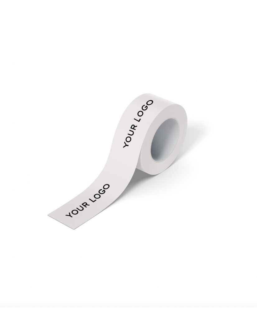 Kleefband WIT 5cmx66m met logo 1 kleur