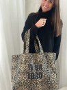 Sac cabas réutilisable – Nancy Léopard Dark 🖤 (43x15x36 cm)