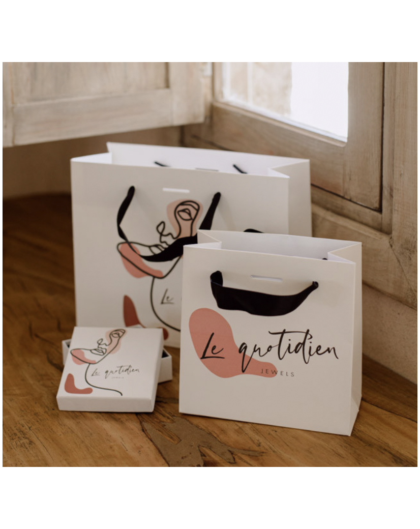 Weiße Luxuspapiertüte – Größe M (35×12×25 cm)