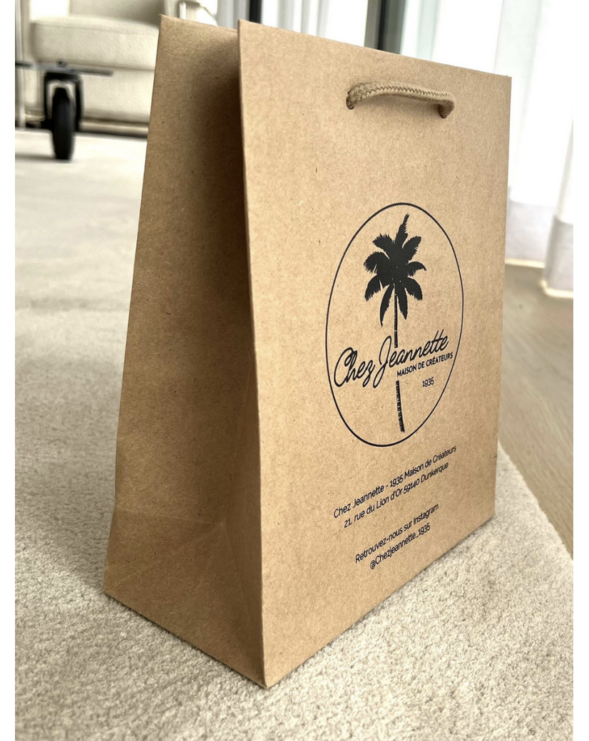 Braune Luxuspapiertüte mit Kordelgriffen – Größe L (41×14×36 cm)