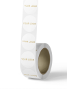 Sticker rond 3,8cm - Wit (Goud/Zilver logo)