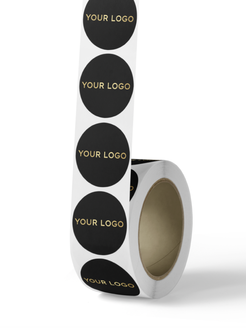 Etiketten Rond 4,4cm - Zwart (logo goud/zilver)