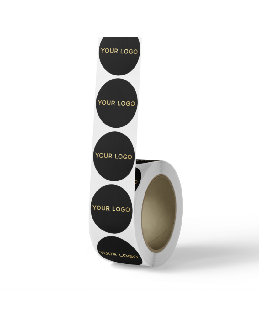 Etiketten Rond 4,4cm - Zwart (logo goud/zilver)