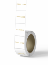Sticker vierkant 3,8cm - Wit (logo zilver/goud)