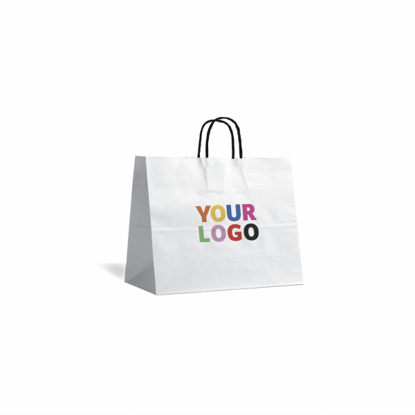TAS MET ZWART GEDRAAID HANDVAT - WIT M HORIZONTAAL (32X9X26,5CM)