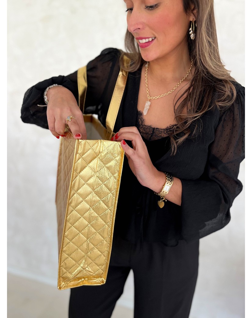 Sac réutilisable personnalisé en PP non tissé  – "Oslo" Gold (41x12x35cm)