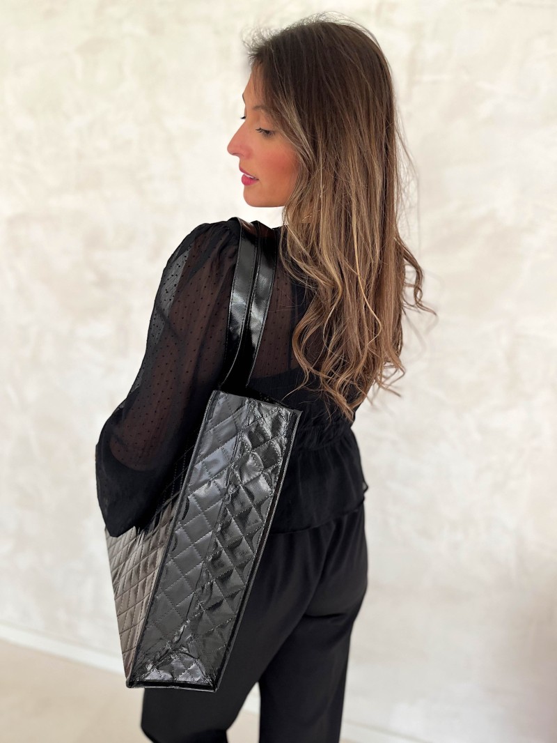Sac réutilisable personnalisé en PP non tissé  – "Oslo" Noir (41x12x35cm)