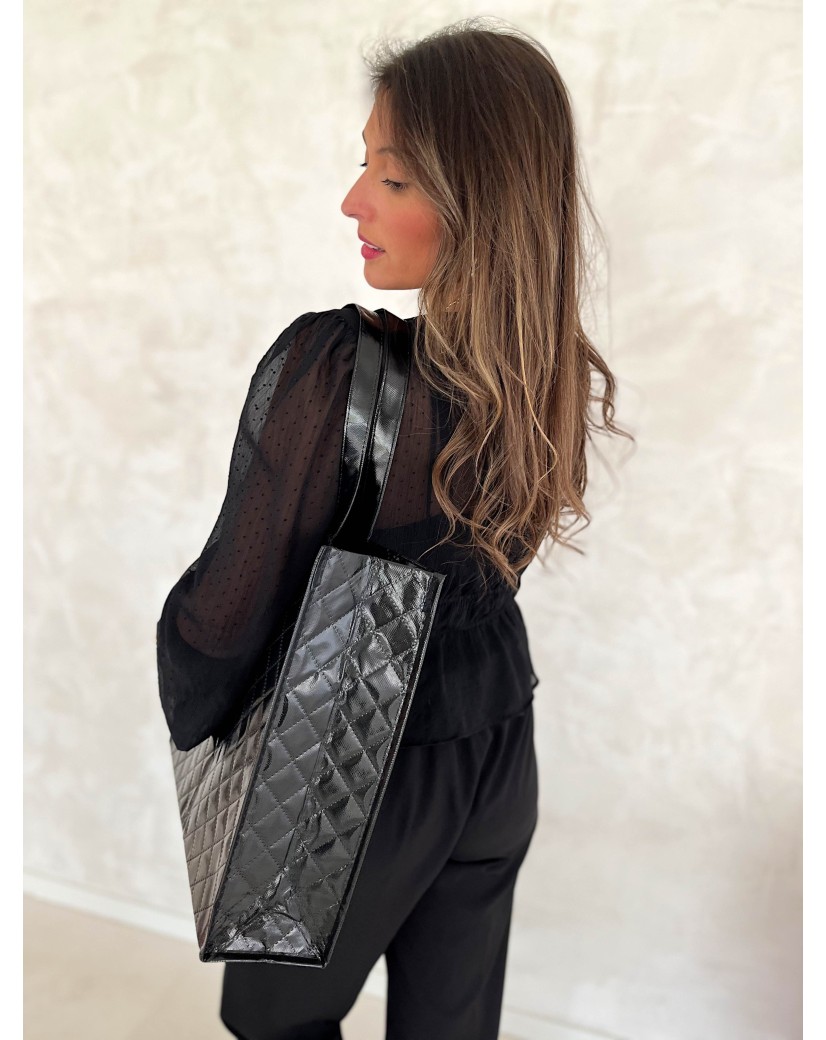 Sac réutilisable personnalisé en PP non tissé  – "Oslo" Noir (41x12x35cm)