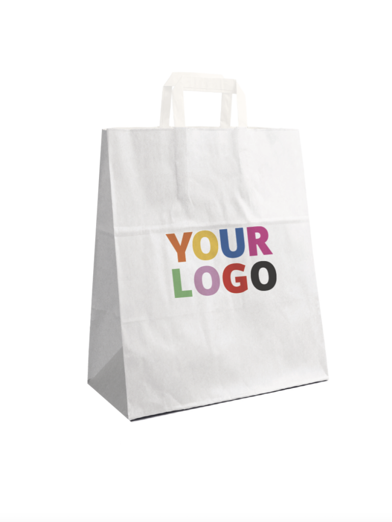 Chronopack Sacs poignées plates papier blanc L