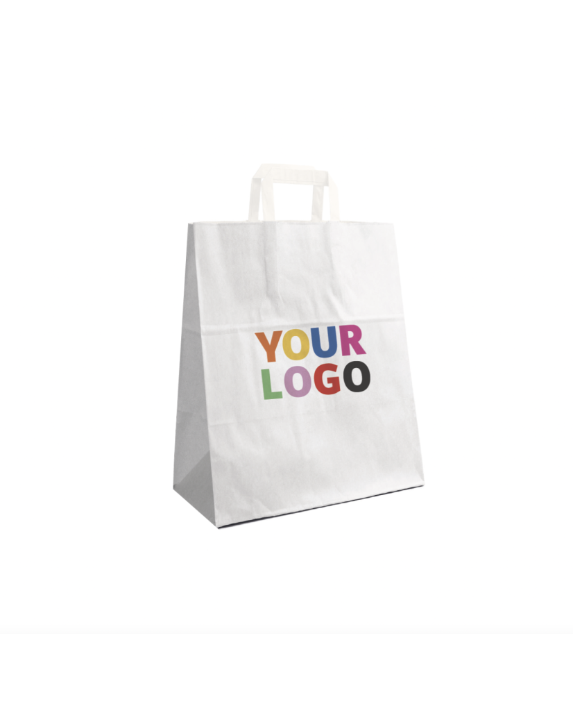 Chronopack Sacs poignées plates papier blanc L