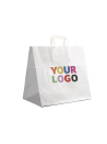 Weiße Papiertüten mit Flachgriffen – Snack/Takeaway-Format (32×21×33 cm)