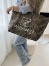 Sac cabas réutilisable – Nancy Léopard Dark 🖤 (43x15x36 cm)