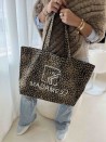 Sac cabas réutilisable – Nancy Léopard Dark 🖤 (43x15x36 cm)