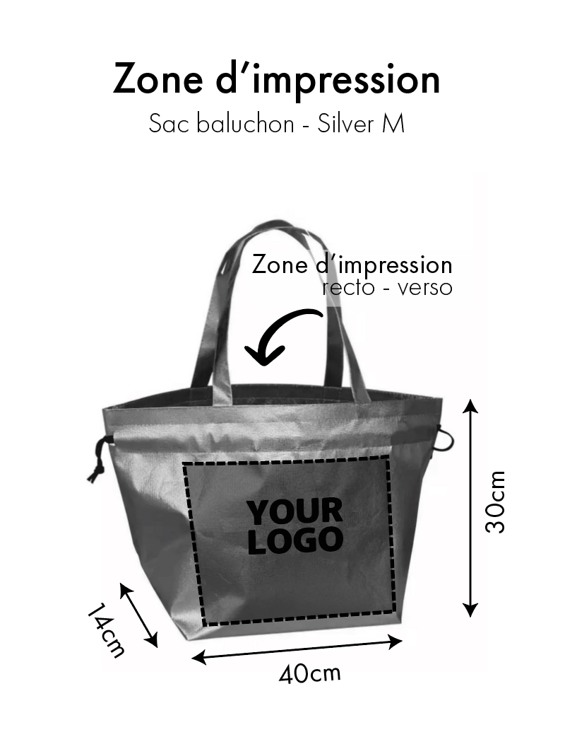 Sac Non Tissé Personnalisé Argent Métallisé – Cabas Nice M