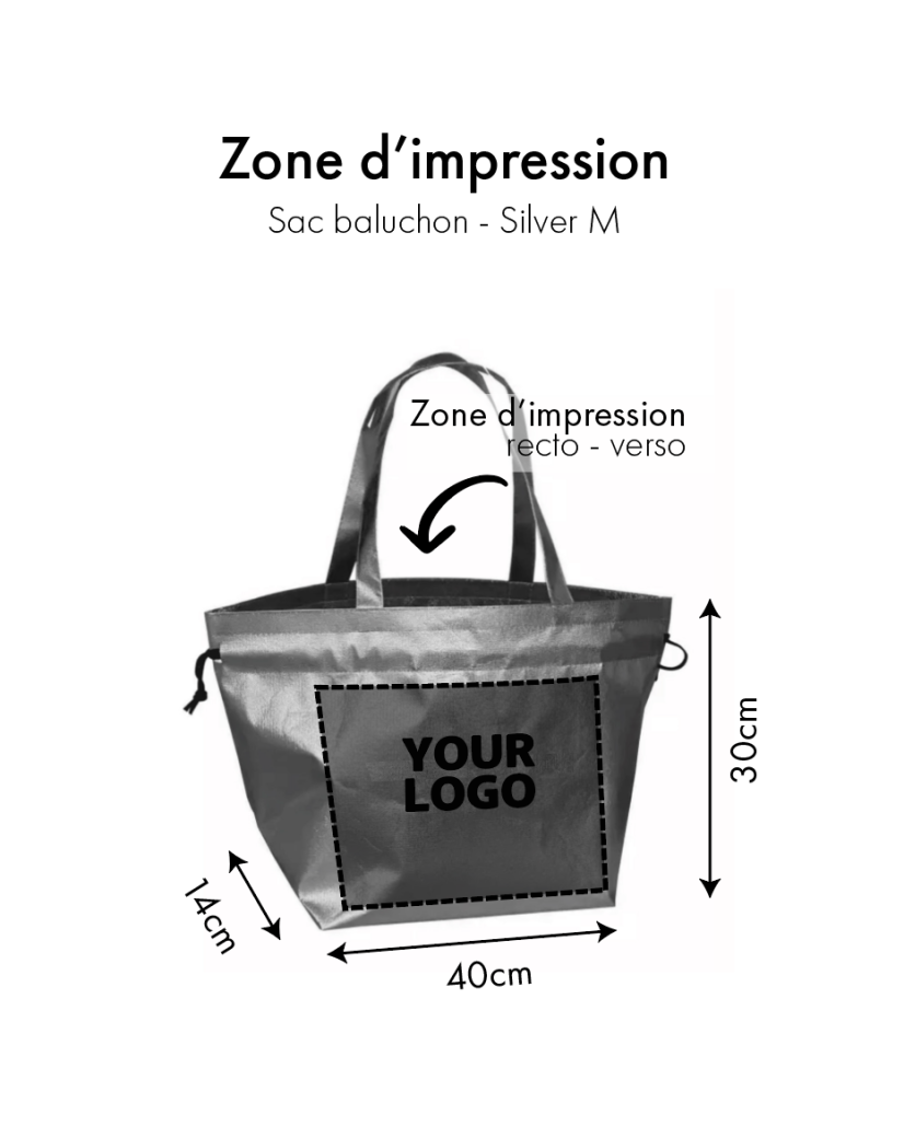 Sac Non Tissé Personnalisé Argent Métallisé – Cabas Nice M