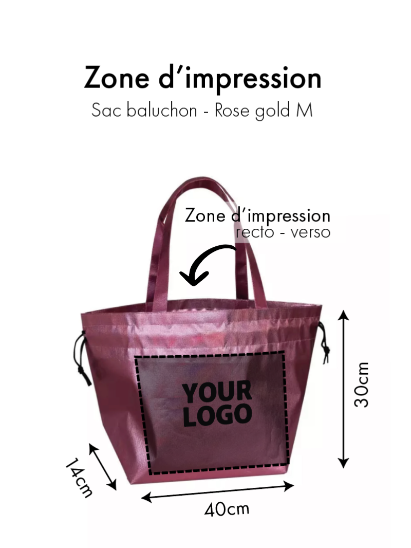Sac Non Tissé Personnalisé Rose métallisé – Cabas Publicitaire modèle Nice M
