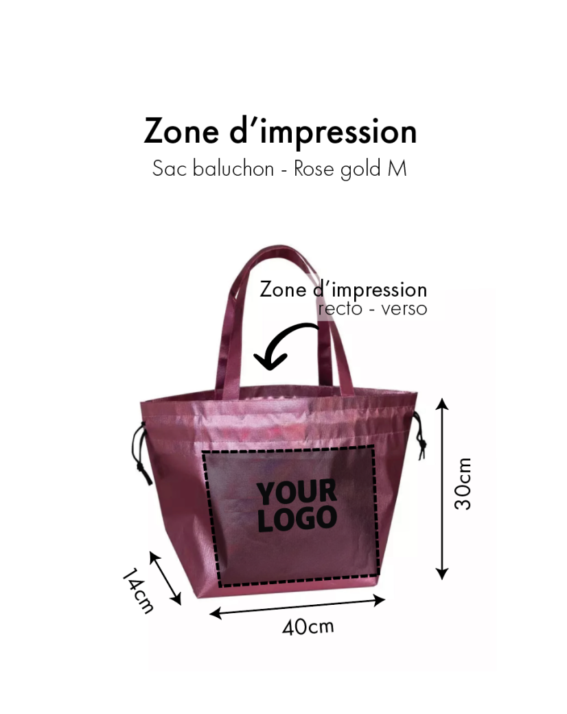 Sac Non Tissé Personnalisé Rose métallisé – Cabas Publicitaire modèle Nice M