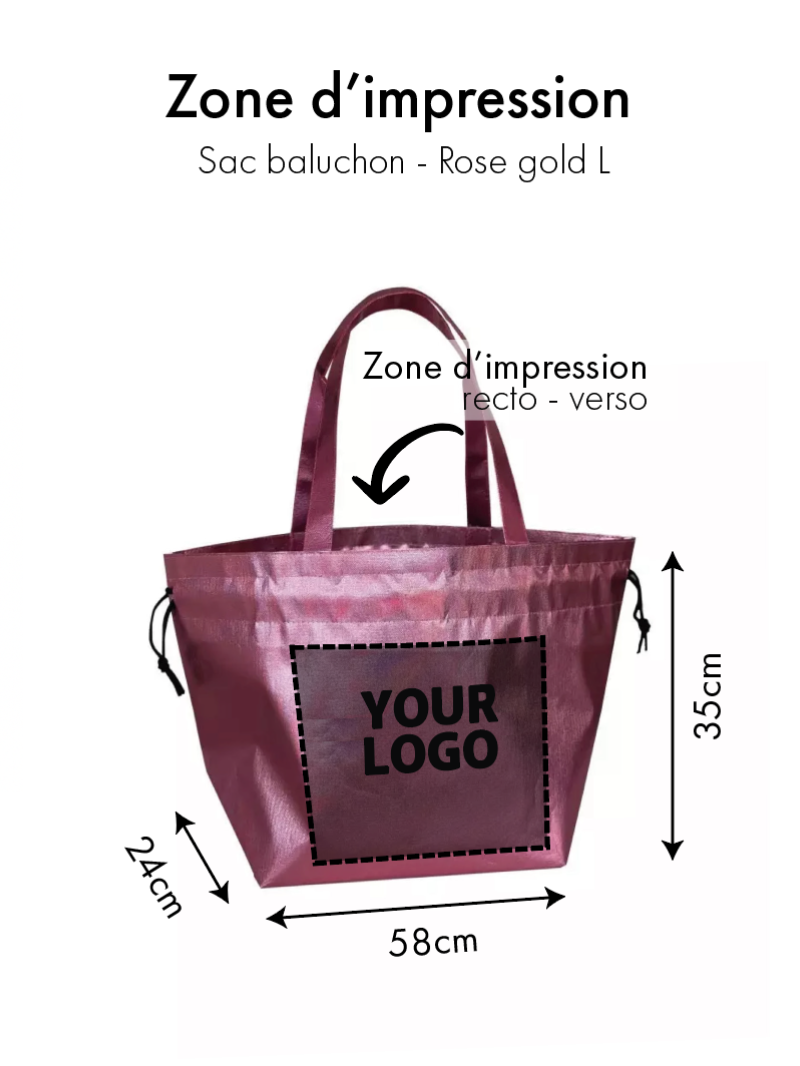 Sac Non Tissé Personnalisé Rose Métallisé – Cabas modèle Nice L