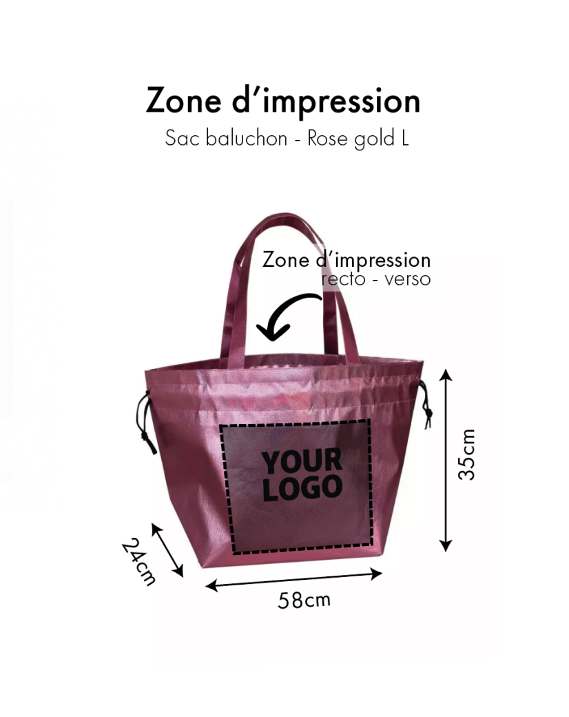 Sac Non Tissé Personnalisé Rose Métallisé – Cabas modèle Nice L