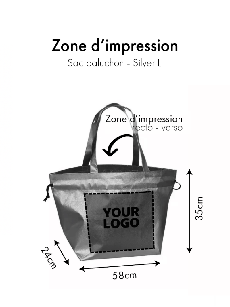 Sac Non Tissé Personnalisé Argenté – Cabas Métallisé Nice L