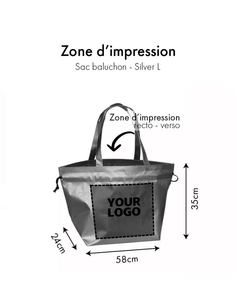 Sac Non Tissé Personnalisé Argenté – Cabas Métallisé Nice L
